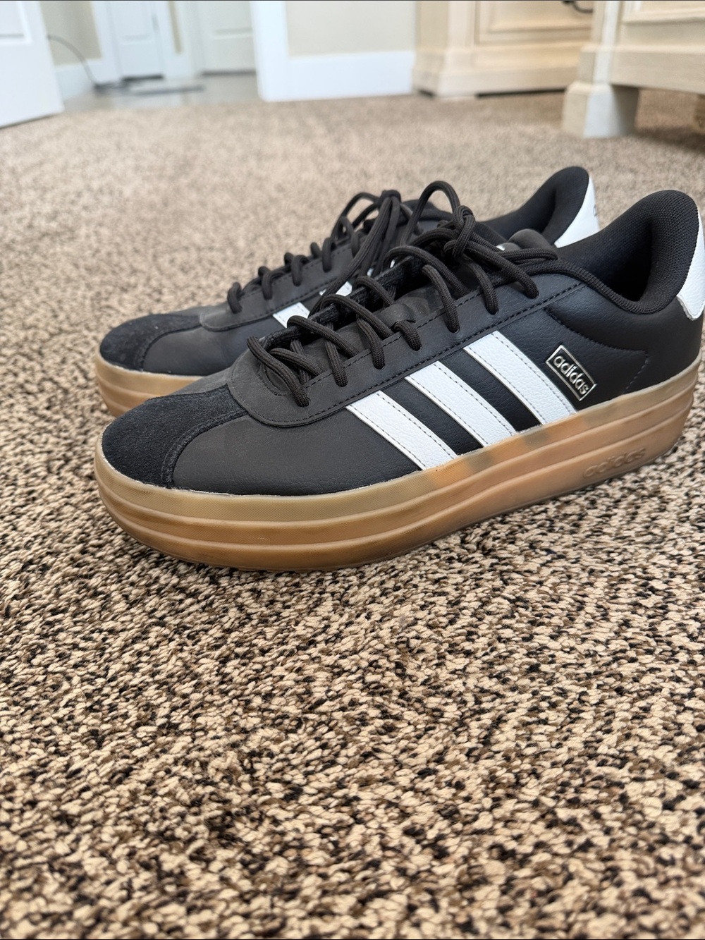 adidas Black, White & Gum Platform Sneakers